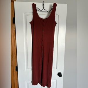 GAP Sleeveless ribbed midi Dress - rust